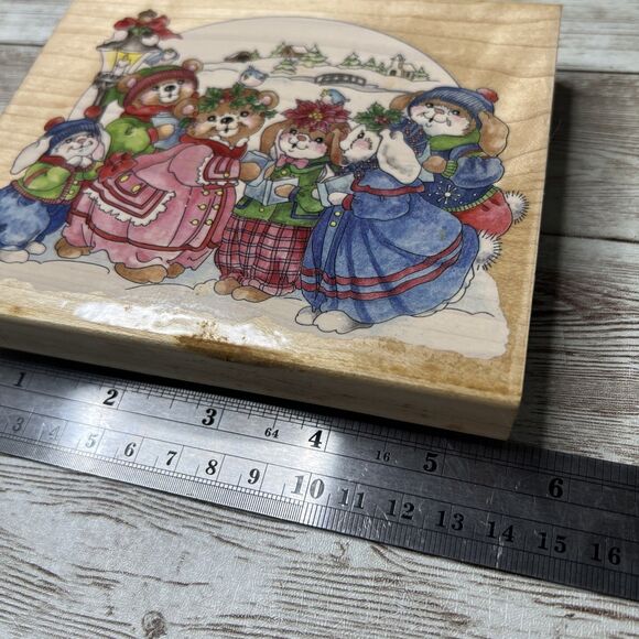 Lot of 2 Stamps Happen "Clover Hill"  (1990's) Wood Rubber Stamp VTG Bears/Bunny - Picture 7 of 10